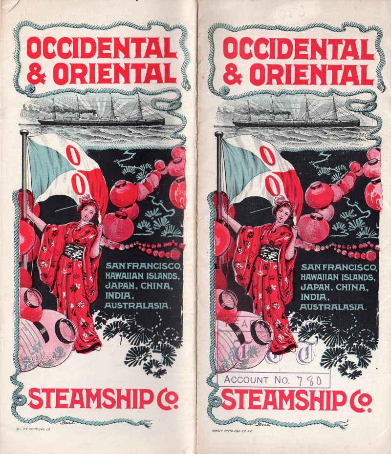 Various: pre-war - Circa 1898 Occidental & Oriental Steamship Co. brochure w/ deck plans