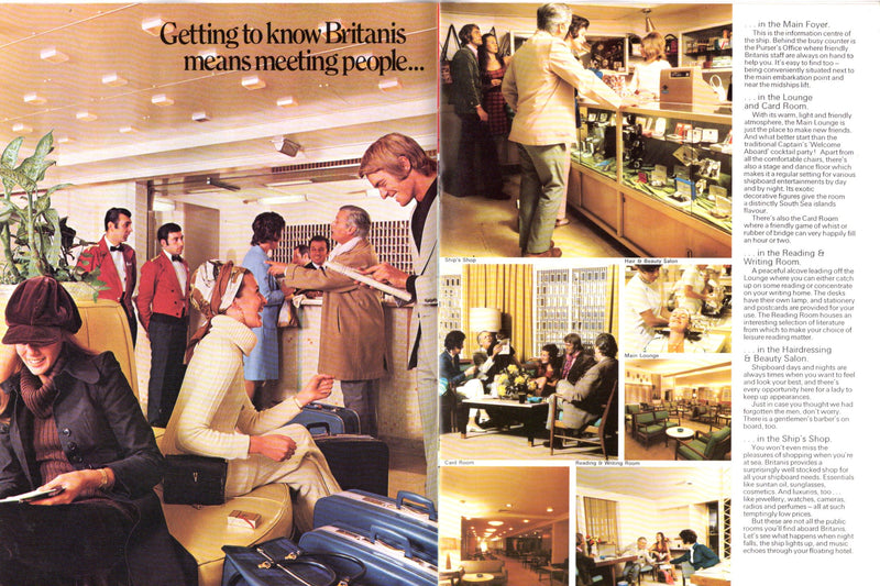 BRITANIS: 1932 - British market 1970 brochure w/ interiors & deck plans