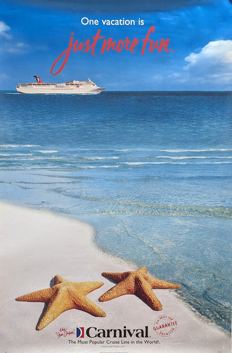CARNIVAL FANTASY: 1990 - Travel agency poster w/ starfish & beach