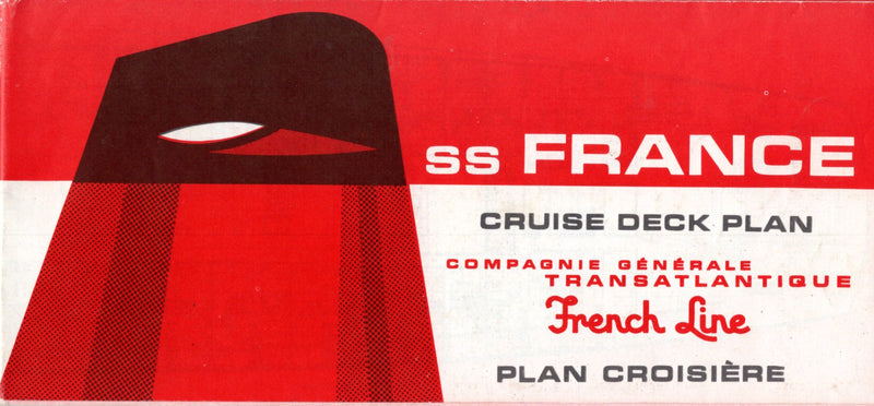 FRANCE: 1962 - Full ship cruise deck plan w/ interiors from 1960s