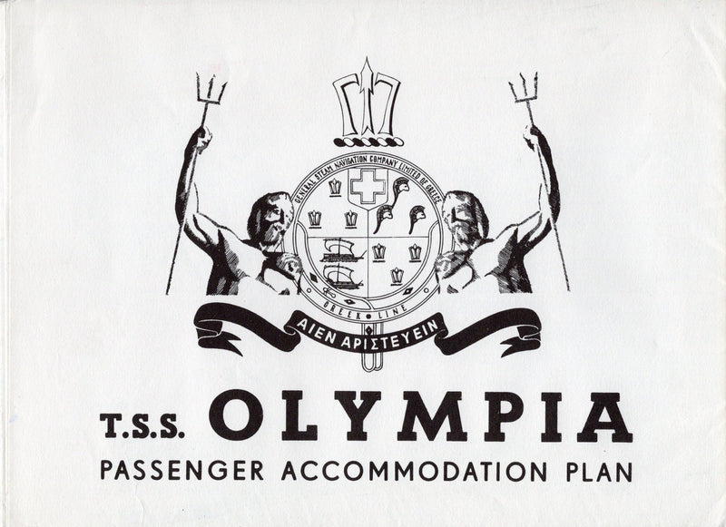 OLYMPIA: 1953 - Early & large deck plan w/ both classes & interior photos