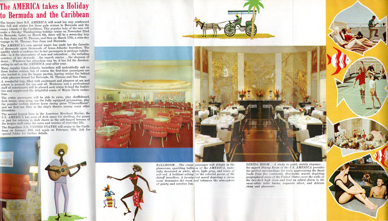 AMERICA: 1940 - First 1961 cruise brochure & separate deck plan