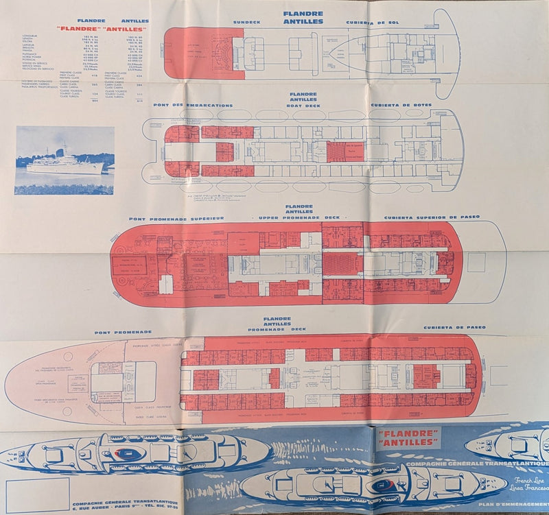 FLANDRE & ANTILLES - Deck plan for sisters that met fiery end