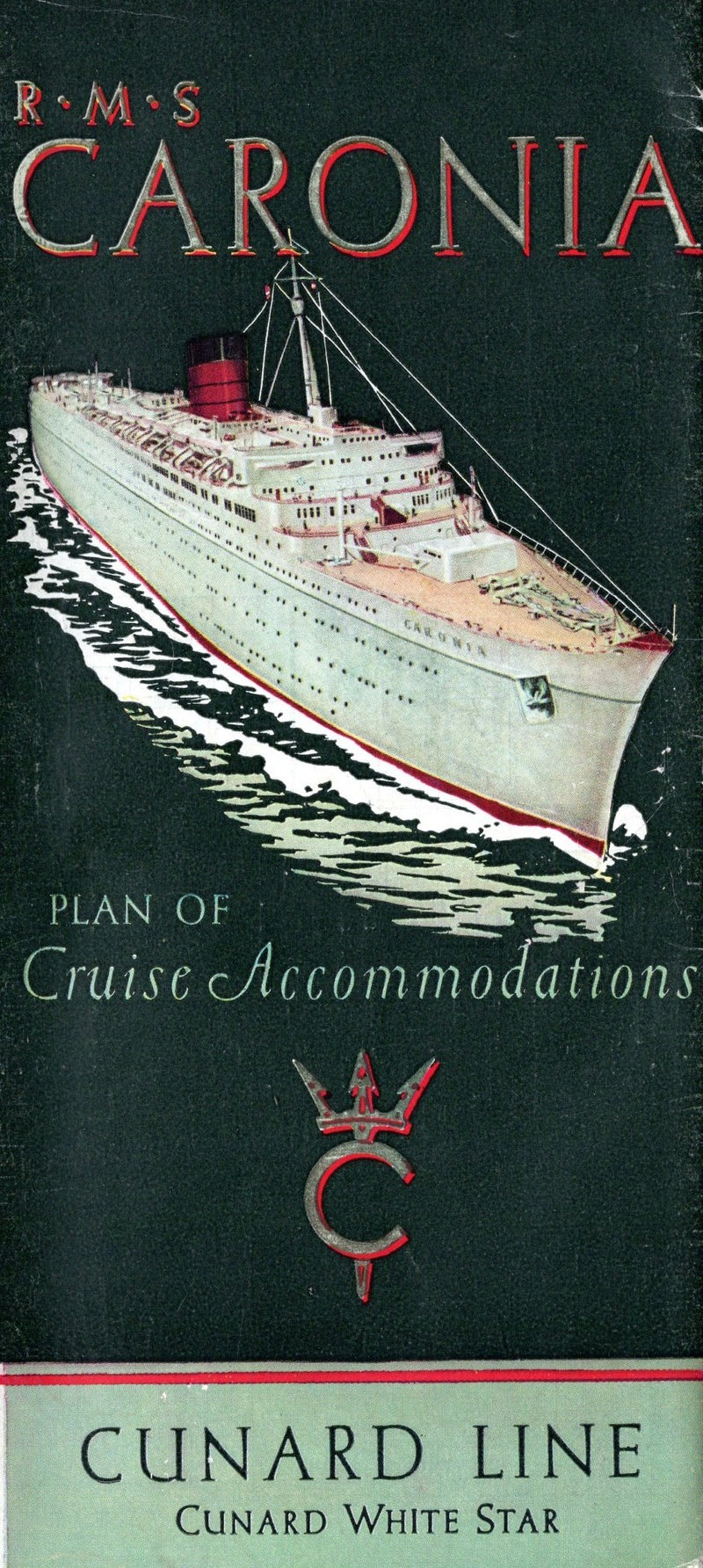 CARONIA: 1949 - Colorful, photo-filled 1950 cruise deck plan