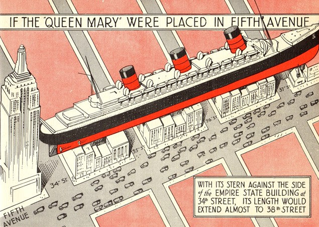 QUEEN MARY: 1936 - Famed "Comparisons" brochure from 1936
