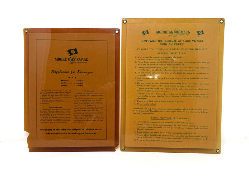 MORMACGLEN: 1961 - 2 cabin info signs removed from ship