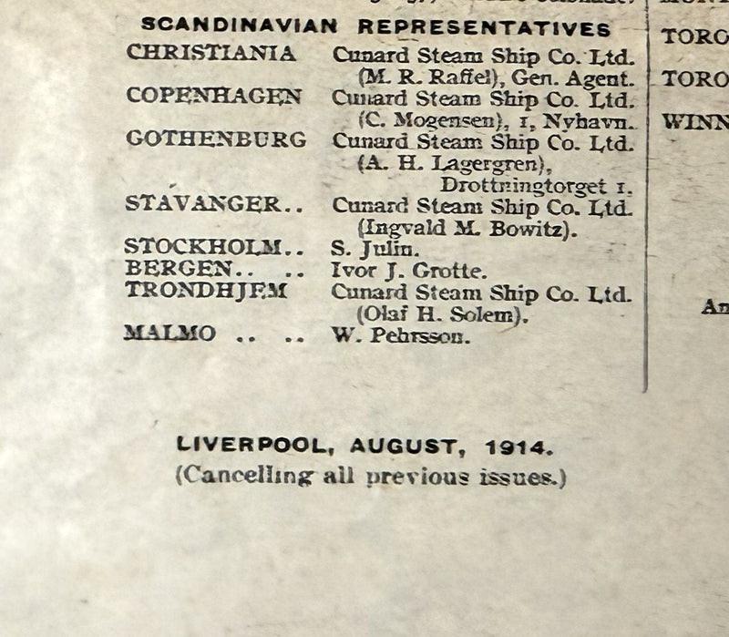 MAURETANIA: 1907 - First & Second class deck plan dated August 1914