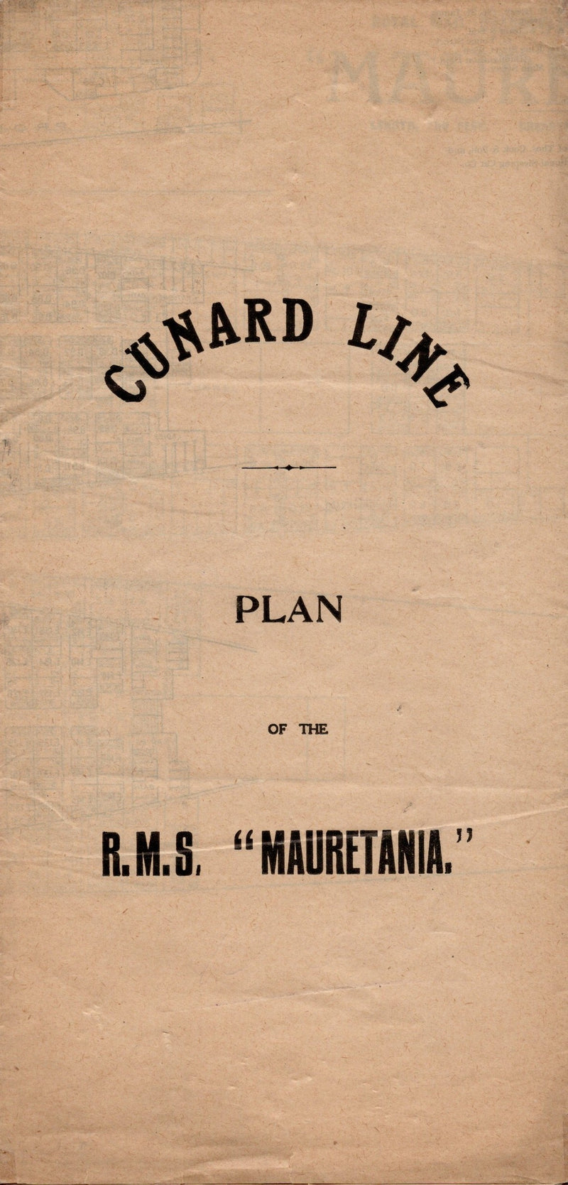 MAURETANIA: 1907 - First & Second class deck plan dated August 1914