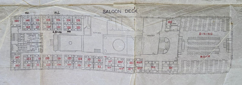 KRONPRINZESSIN CECILIE: 1905 - Rare 1907 deck plan of the OTHER ship