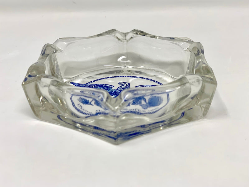 UNITED STATES: 1952 - Hexagonal glass ashtray w/ eagle