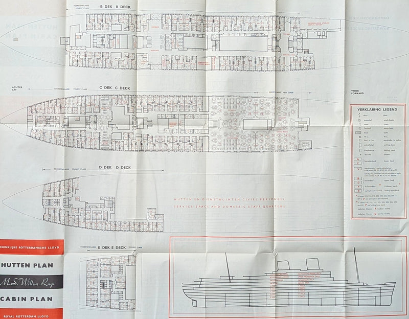 WILLEM RUYS: 1947 - Full ship deck plan from 1959