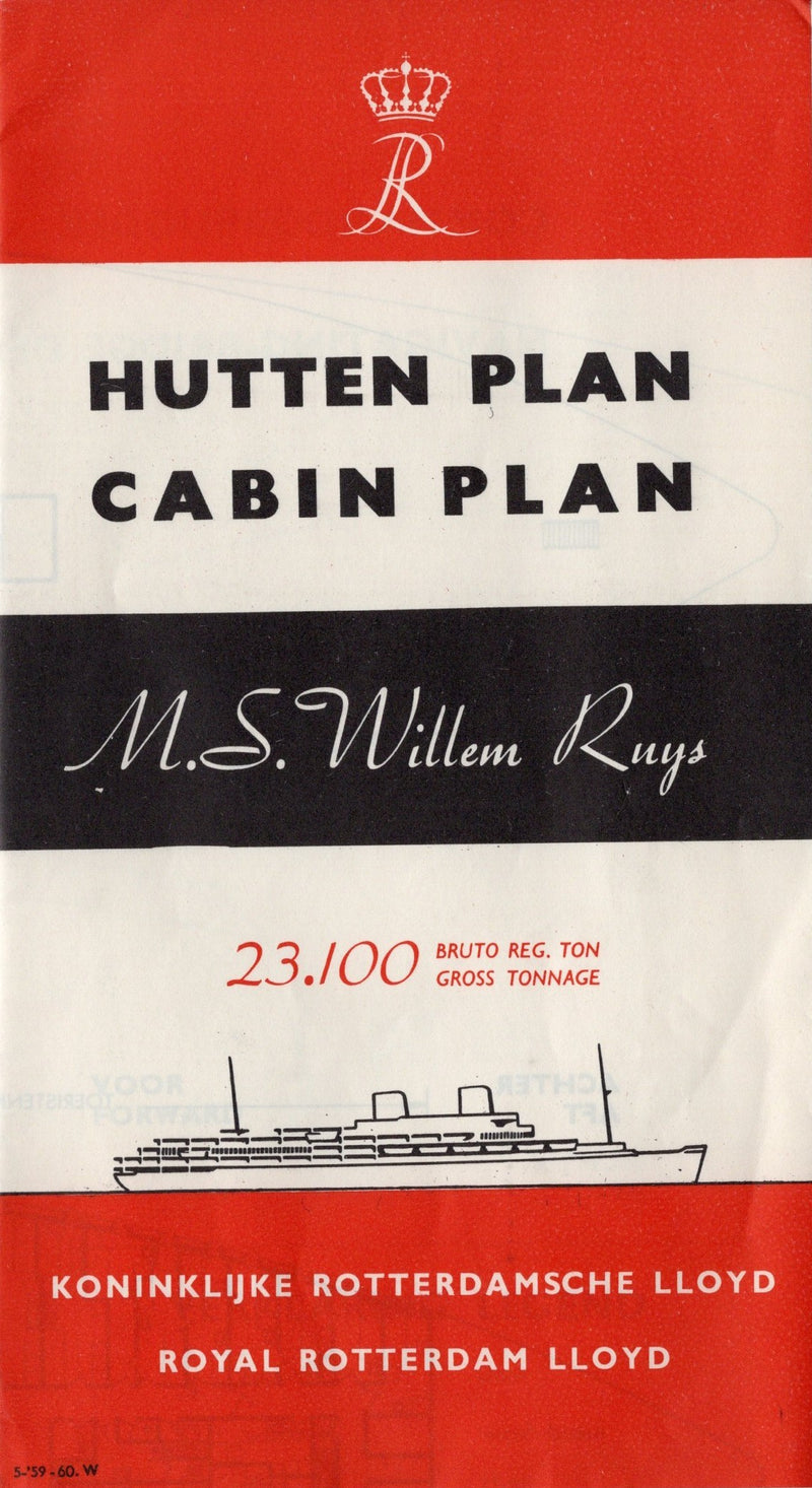 WILLEM RUYS: 1947 - Full ship deck plan from 1959