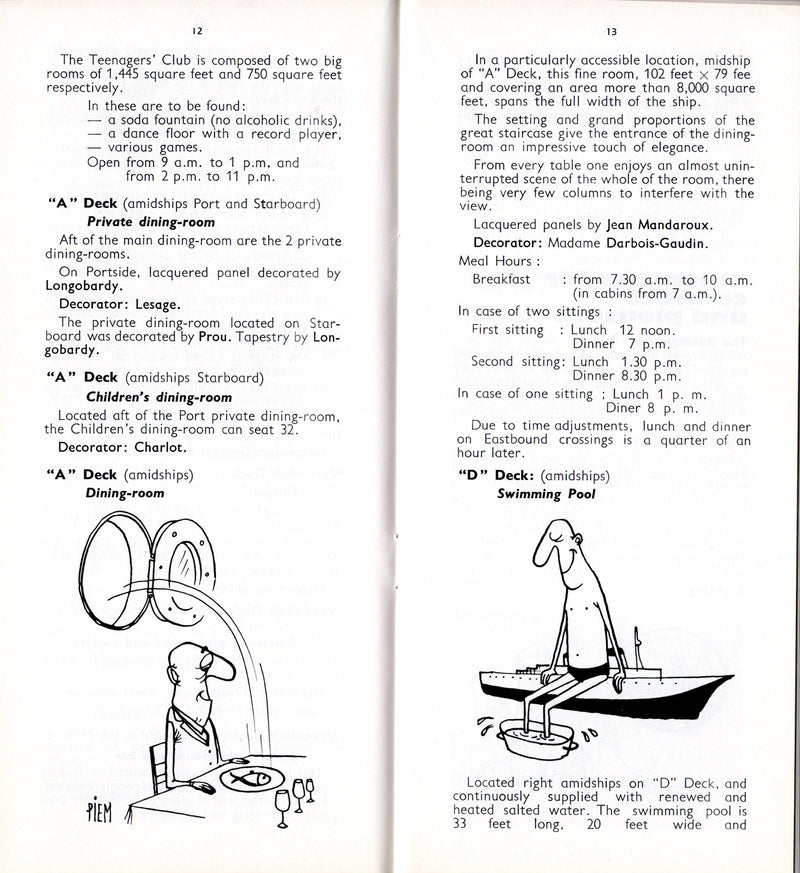 FRANCE: 1962 - First Class passenger info booklet