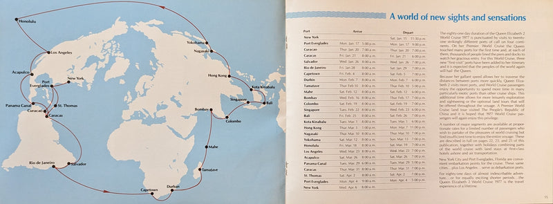 QE2: 1969 - Deluxe 1977 World Cruise brochure