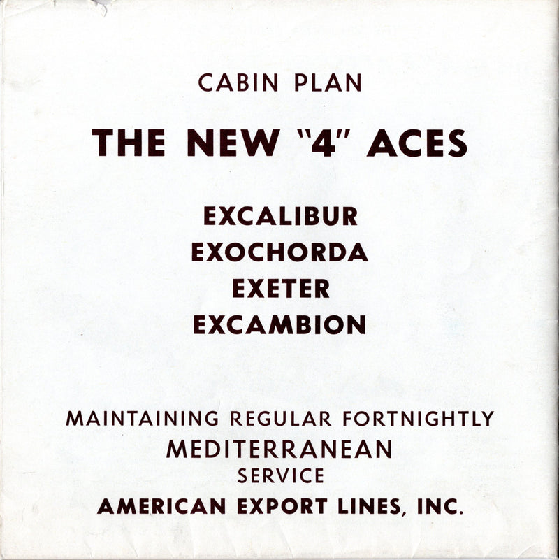 FOUR ACES: 1945 - Large deck plan w/ interior renderings from early 1950s