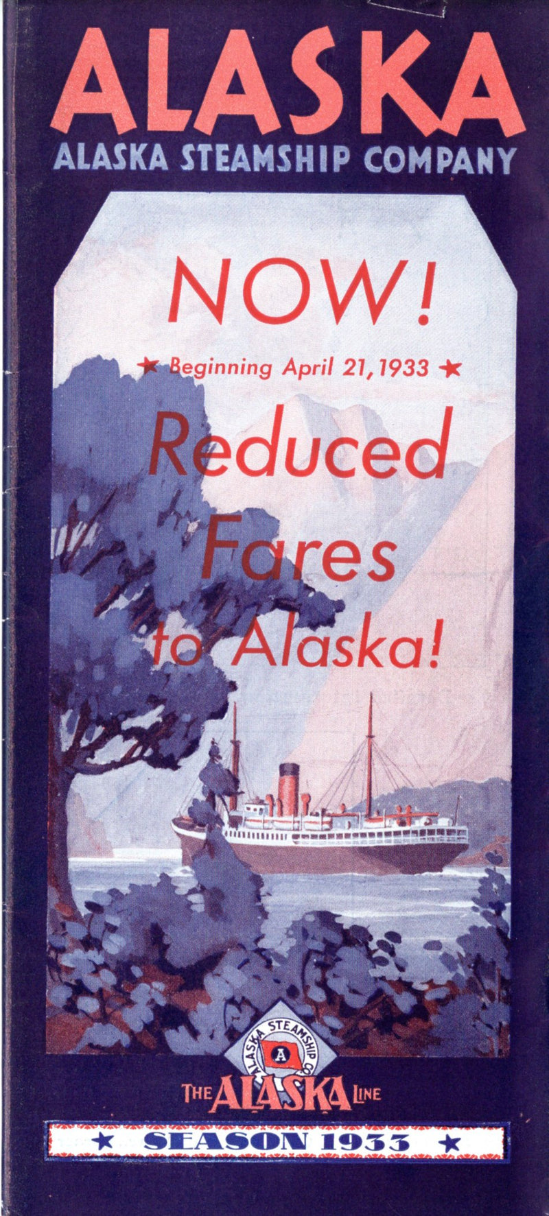Various: pre-war - 1933 Alaska Steamship fleet brochure w/ famous old Cunarder