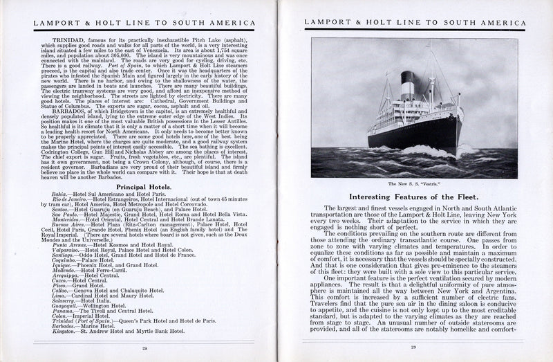 VESTRIS: 1912 - 1920s Lamport & Holt fleet & services brochure pre-sinking