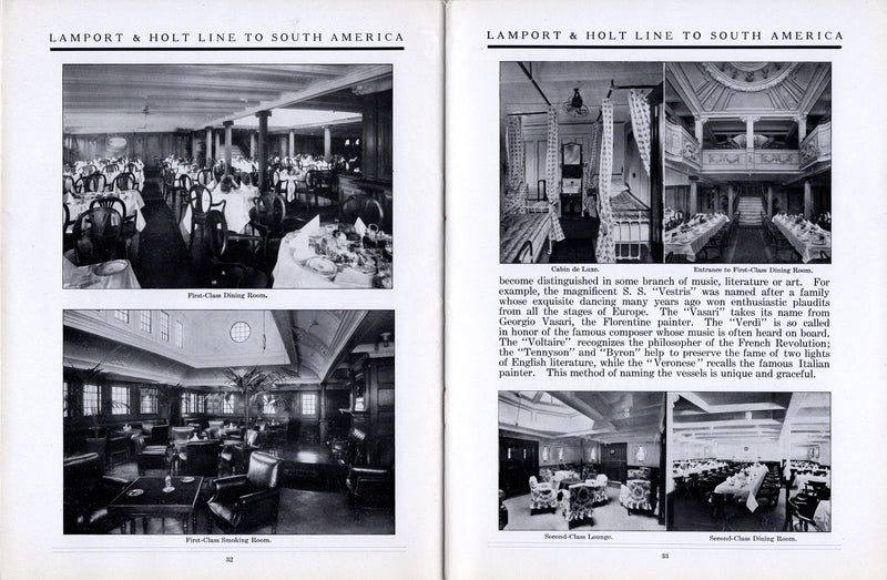 VESTRIS: 1912 - 1920s Lamport & Holt fleet & services brochure pre-sinking