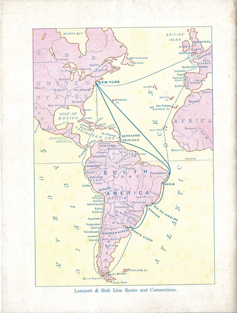 VESTRIS: 1912 - 1920s Lamport & Holt fleet & services brochure pre-sinking