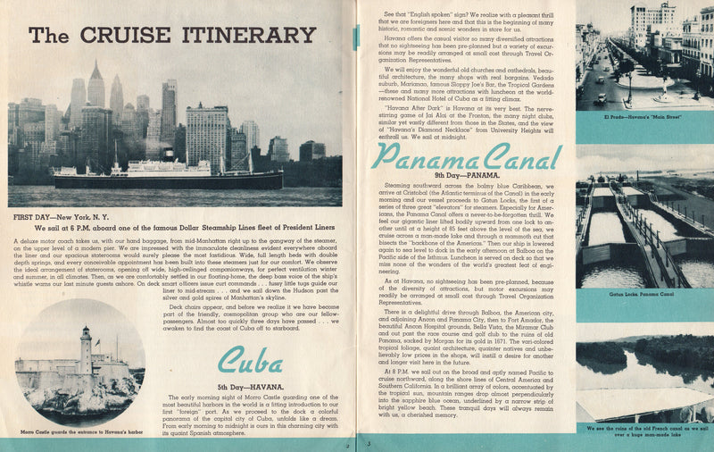 Various: pre-war - 1936-38 Dollar Line World Cruise brochure w/ plans & interiors