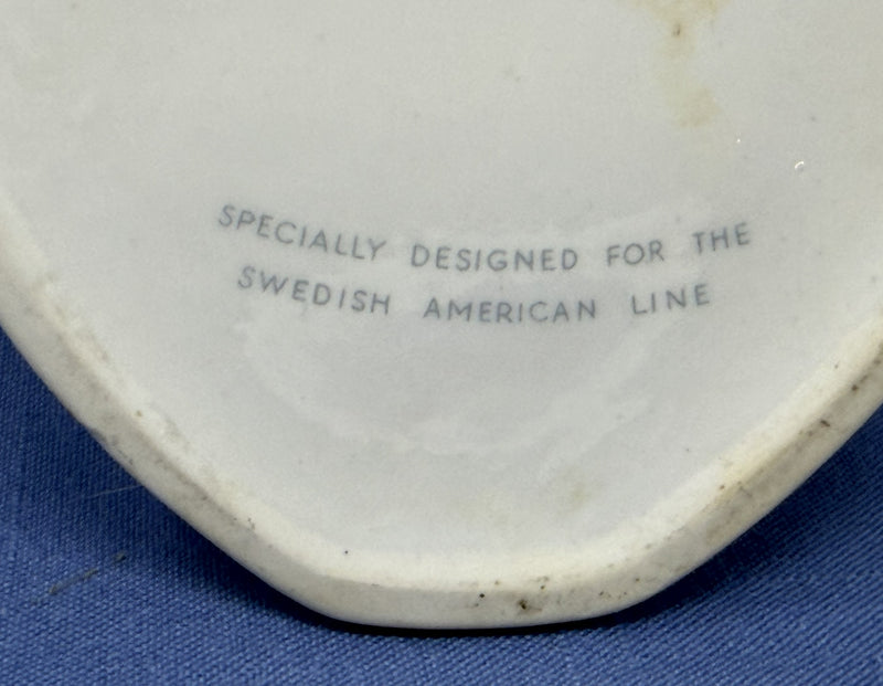 Various Ships - Swedish American Line "cushion" ashtray trimmed in gold