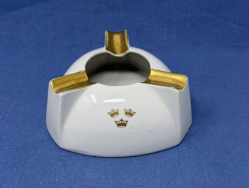 Various Ships - Swedish American Line "cushion" ashtray trimmed in gold
