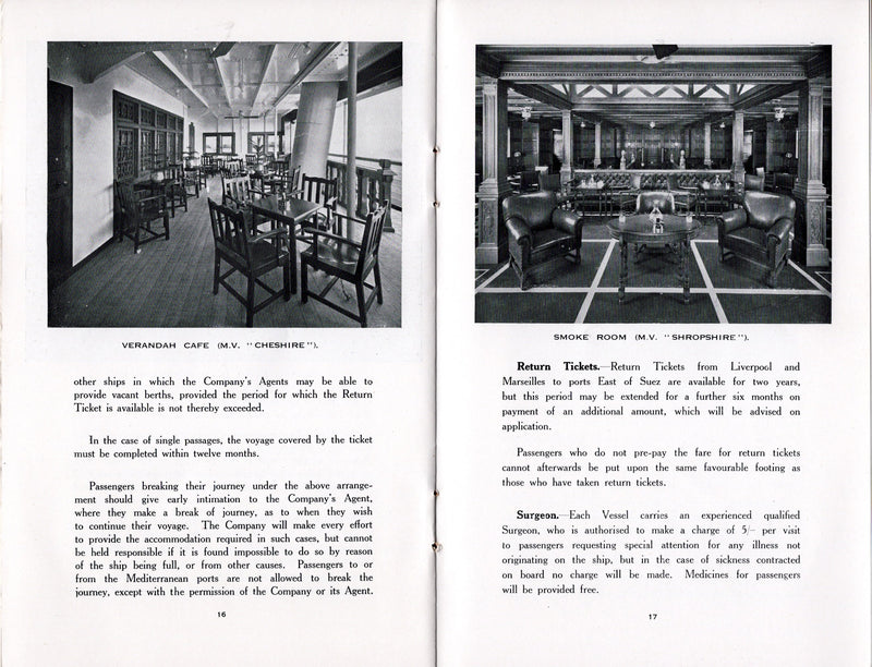 Various: pre-war - Circa 1930 Bibby Line fleet brochure w/ 8 fold-out deck plans