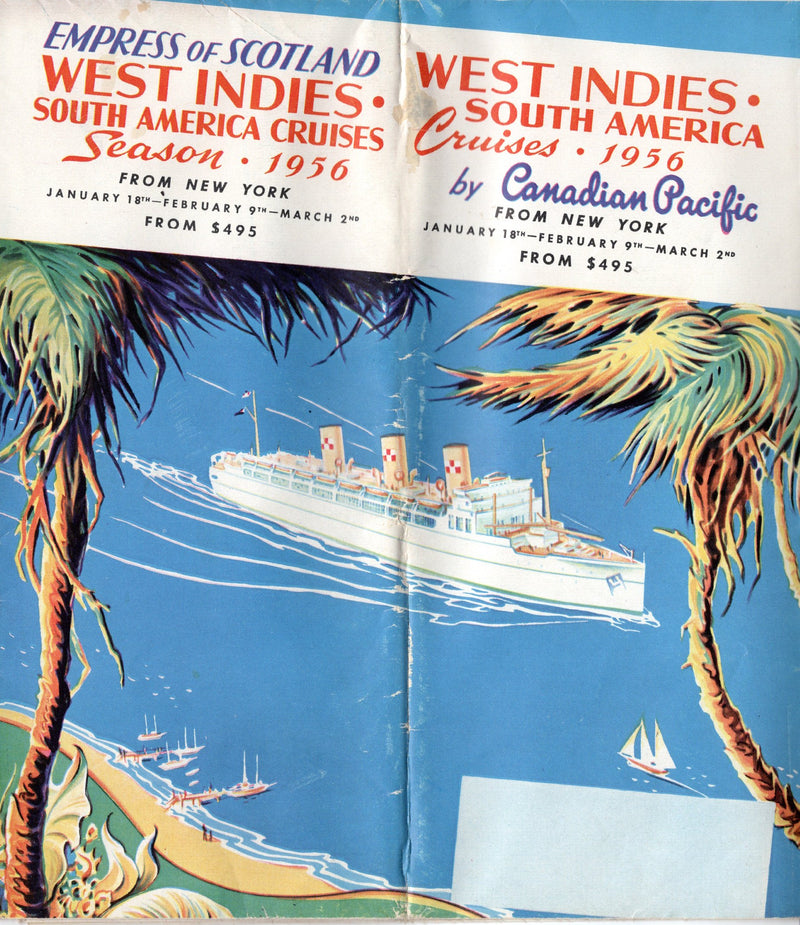 EMPRESS OF SCOTLAND: 1930 - Cruise brochure w/ plans & pics from 1956