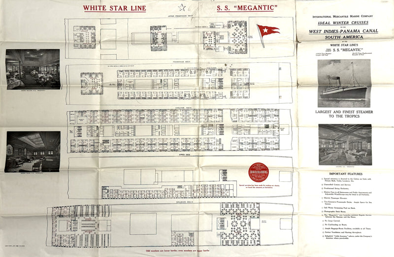 MEGANTIC: 1909 - Cruise plan w/ Cabin & Second from 1921