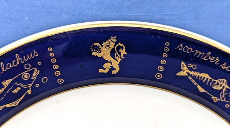 SAGAFJORD & VISTAFJORD - Popular "fish plate" with gold trim