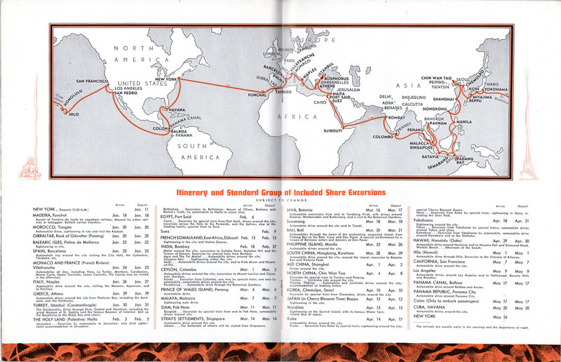 RELIANCE: 1920 - Deluxe 1936 "Around the World Cruise" brochure