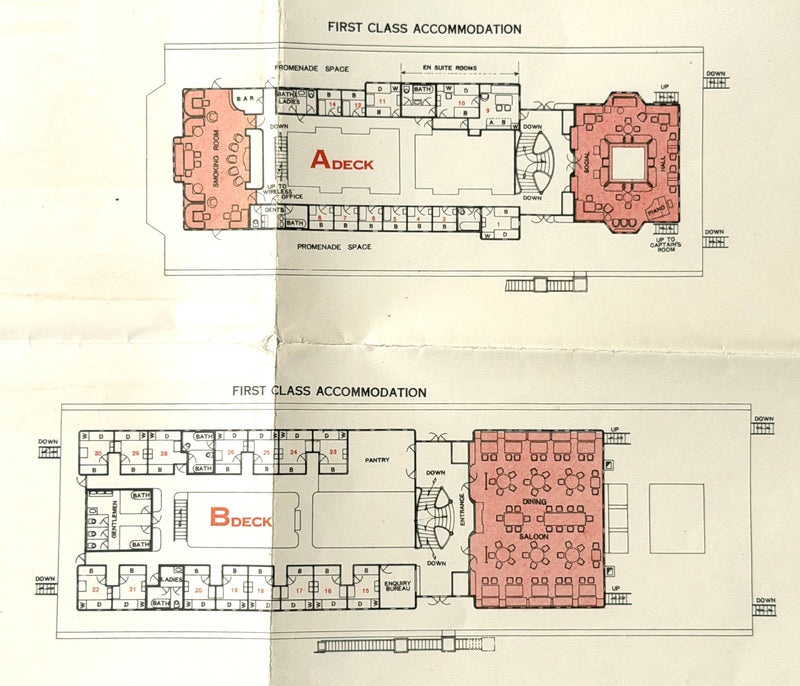 KATORI MARU: 1913 - Deck plan w/ photos from 1936