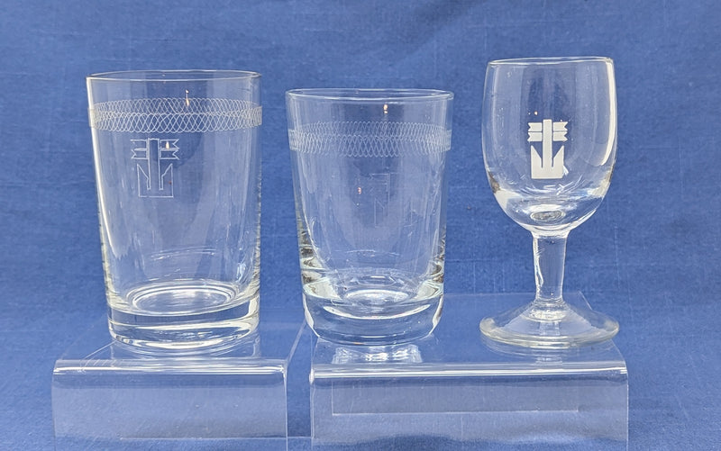 Various Ships - 3 Italian Line glasses w/ anchor logo