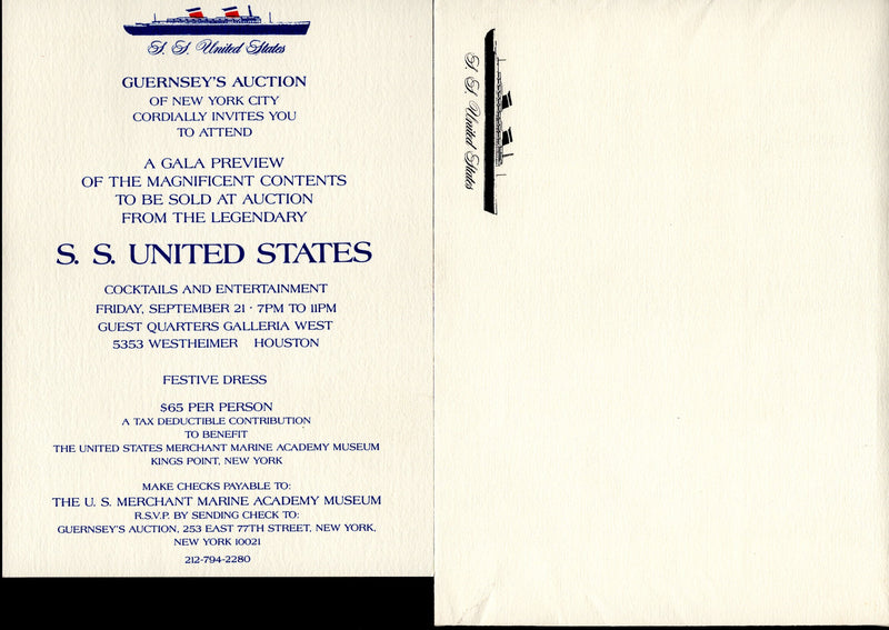 UNITED STATES: 1952 - 1984 auction catalog & invite