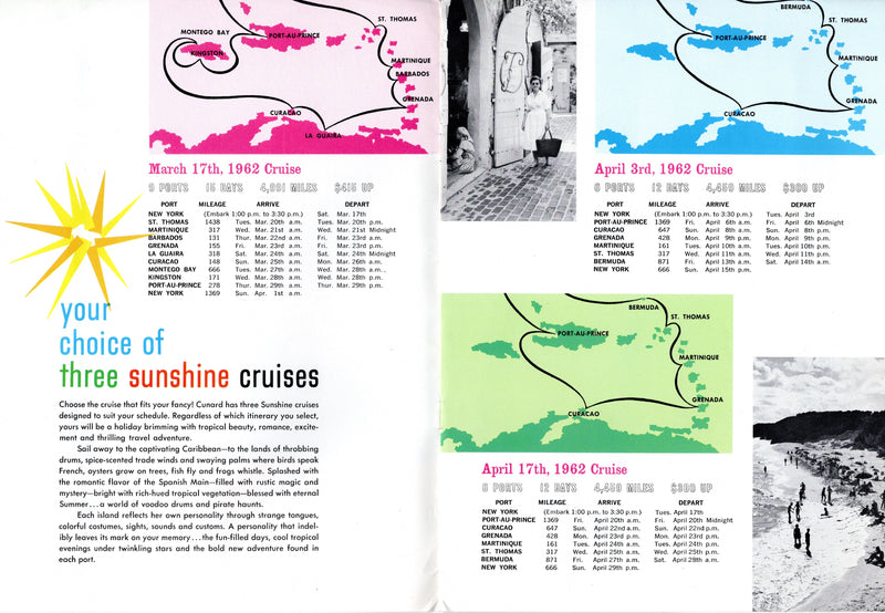 MAURETANIA: 1939 - Big brochure, deck plan & pamphlet for 1962 winter cruises