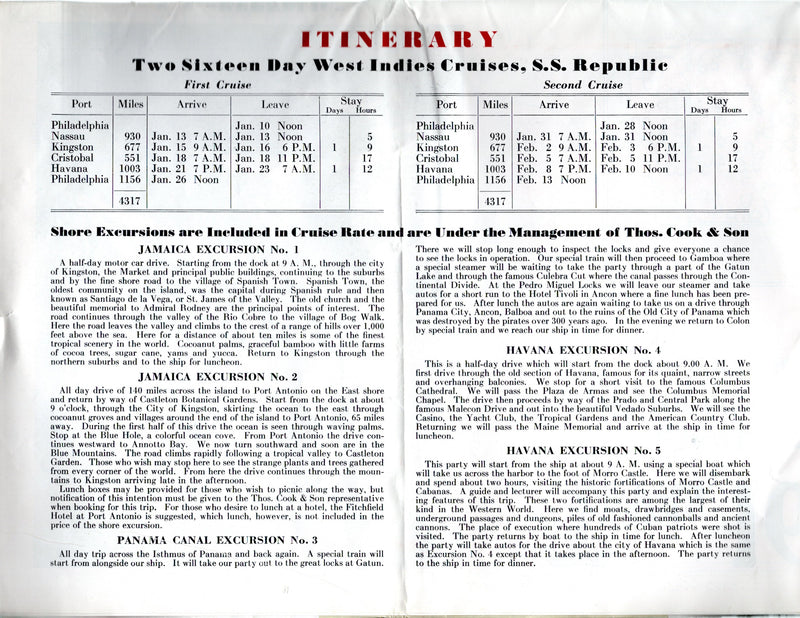REPUBLIC: 1907 - Large 1930 cruise brochure w/ plans & pics