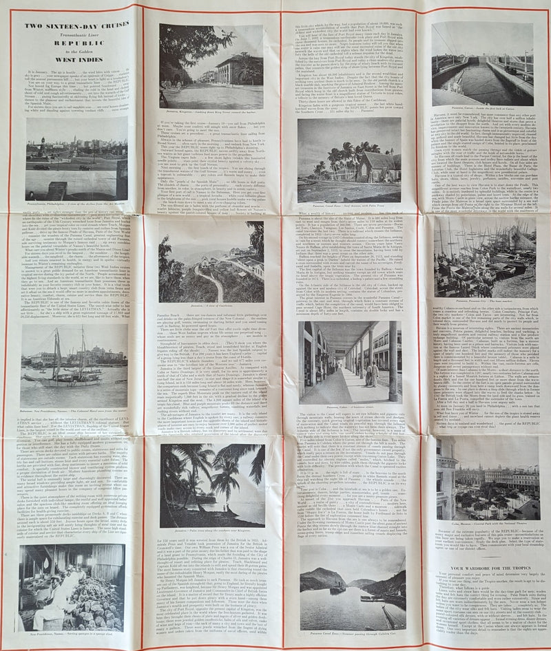 REPUBLIC: 1907 - Large 1930 cruise brochure w/ plans & pics