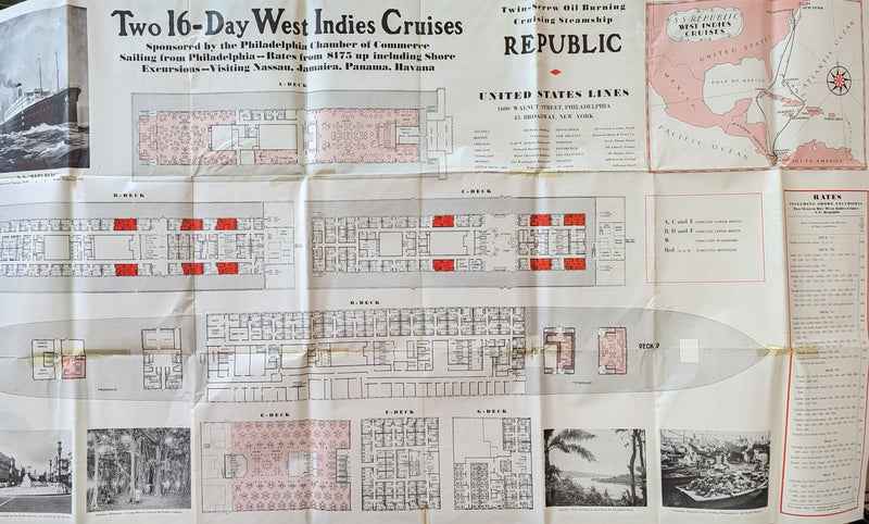 REPUBLIC: 1907 - Large 1930 cruise brochure w/ plans & pics