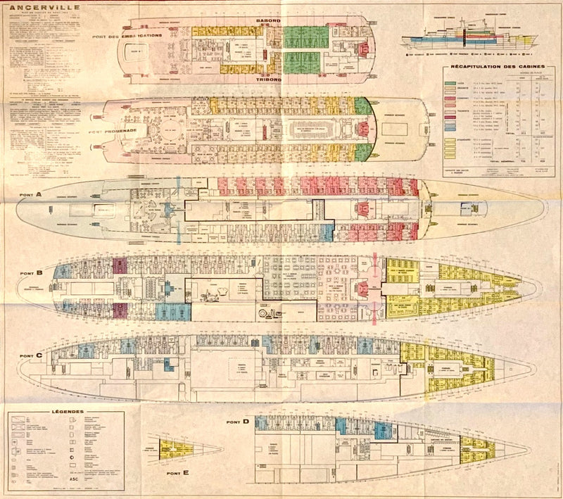 ANCERVILLE: 1962 - Maiden voyage era large deck plan