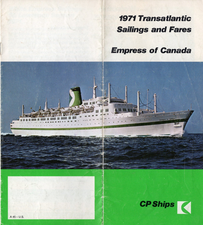 EMPRESS OF CANADA: 1961 - FINAL year schedule & fares brochure