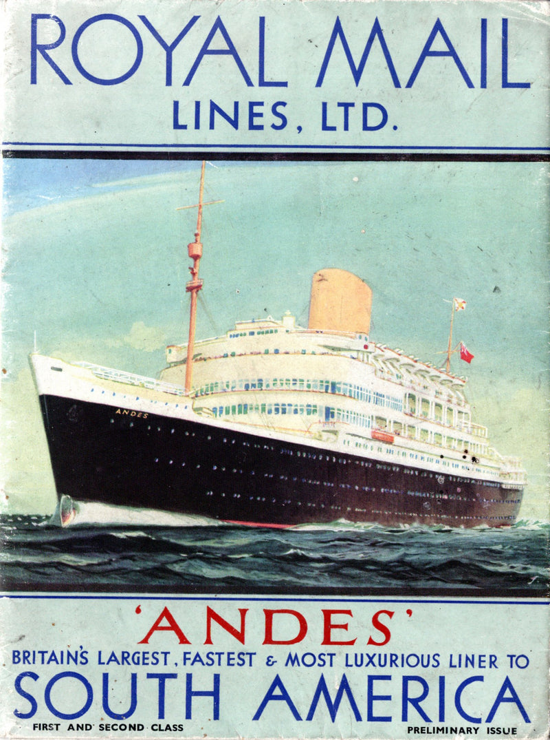 ANDES: 1939 - Rare pre-maiden voyage interiors brochure from August '39