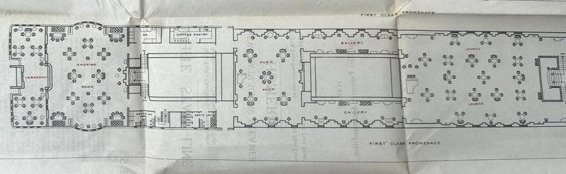 HOMERIC: 1922 - Large First Class deck plan from 1924
