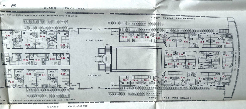 HOMERIC: 1922 - Large First Class deck plan from 1924