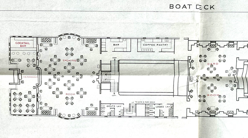 HOMERIC: 1922 - Large First Class deck plan from 1924