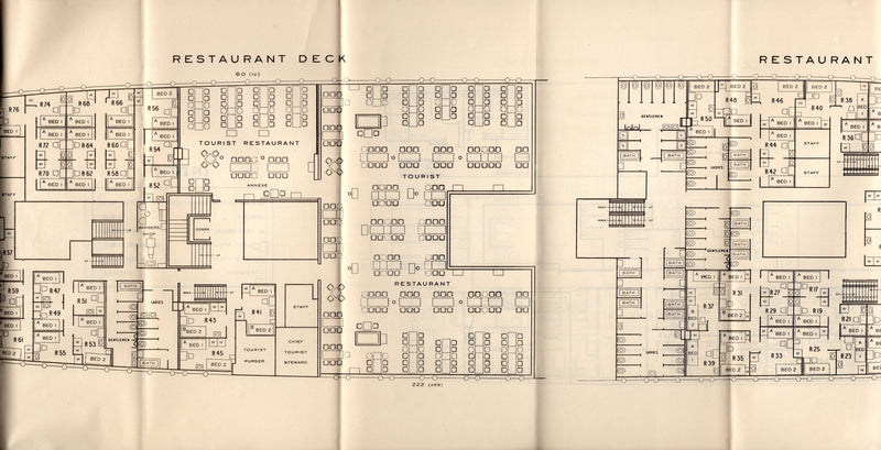 SCYTHIA: 1921 - First & Tourist deck plan set 1951