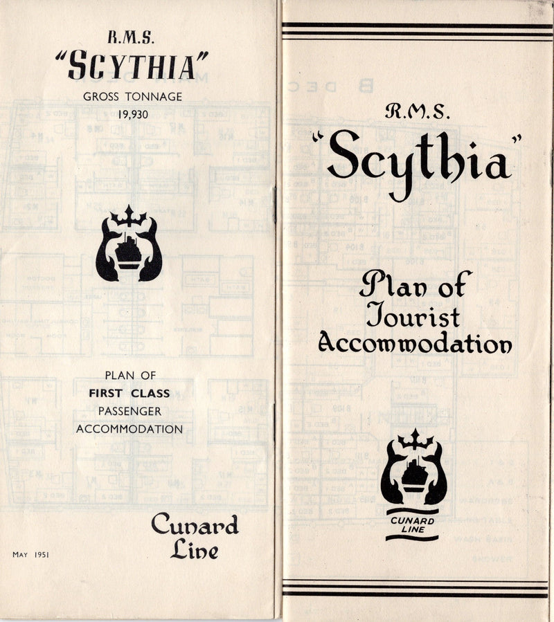 SCYTHIA: 1921 - First & Tourist deck plan set 1951