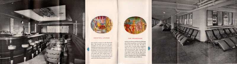 AMERICA: 1940 - Deluxe First Class deck plan w/ interiors from 1950s