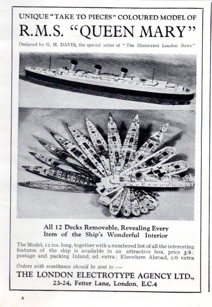 QUEEN MARY: 1936 - Famed Chad Valley "take-to-pieces" model from 1930s
