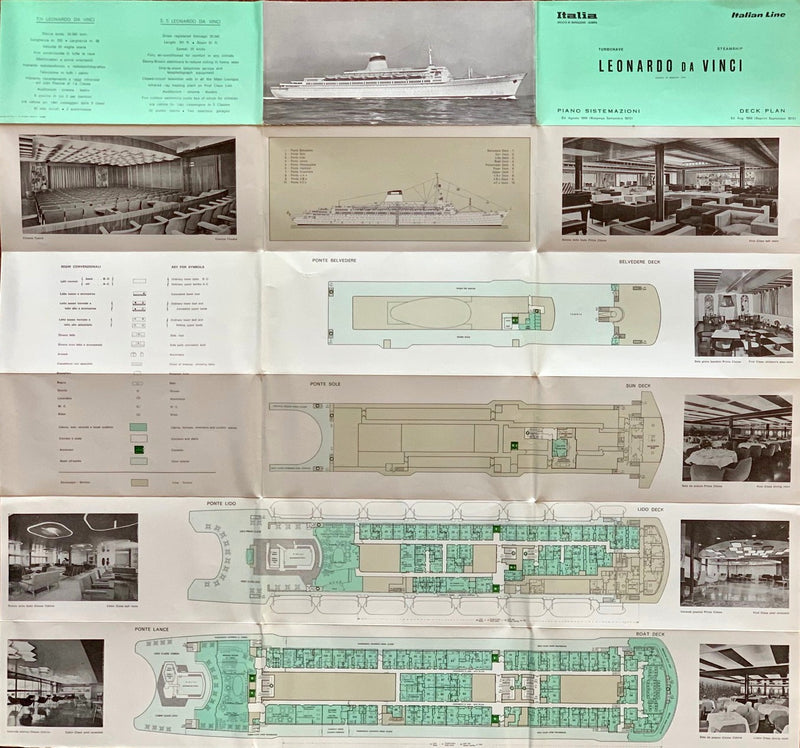 LEONARDO DA VINCI: 1960 - Full ship deck plan w/ interiors