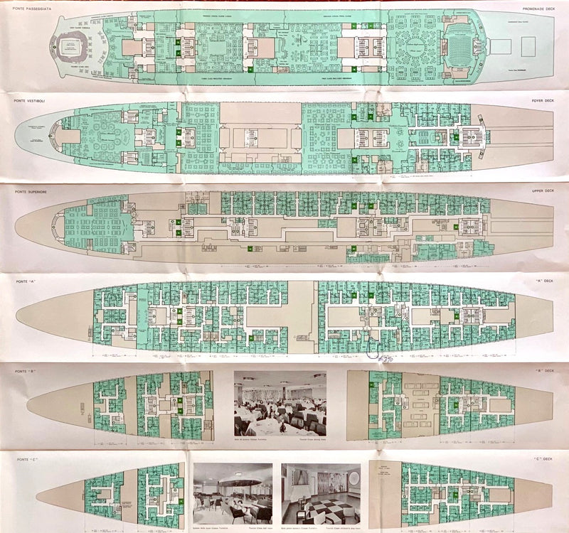 LEONARDO DA VINCI: 1960 - Full ship deck plan w/ interiors